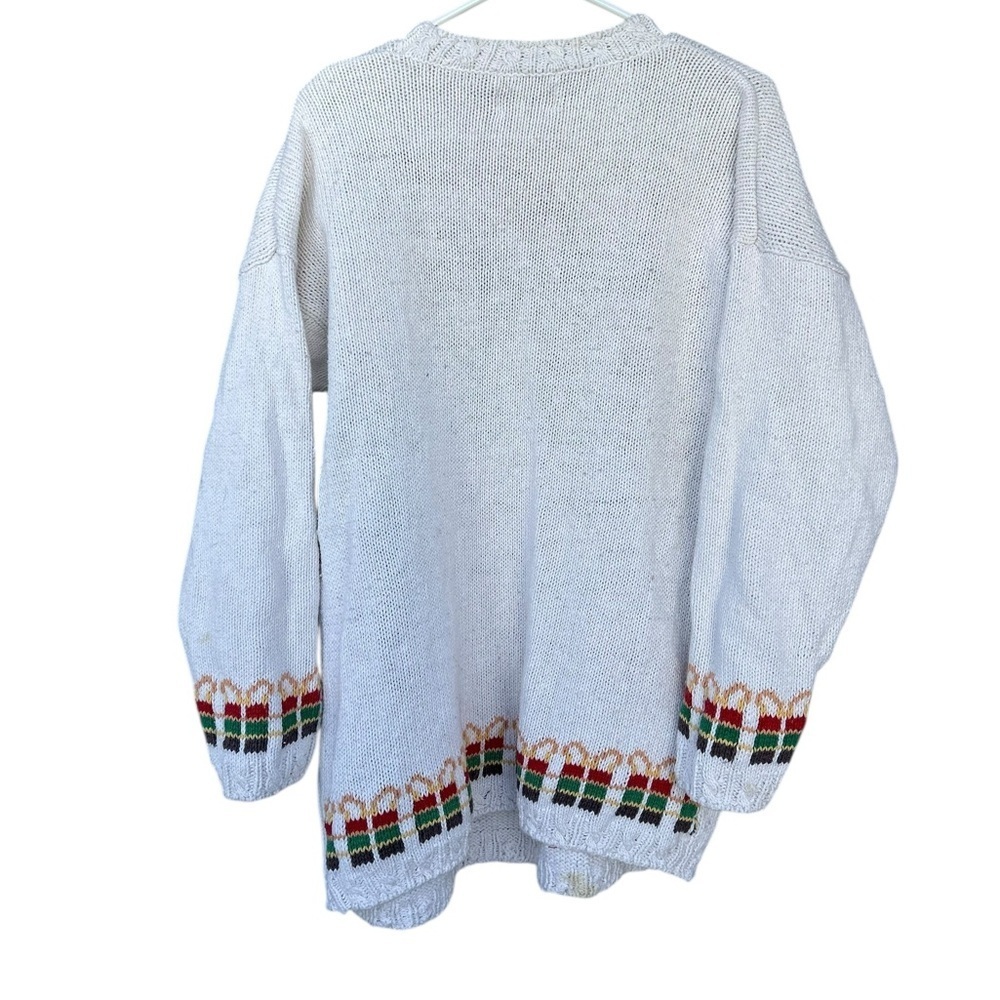 Vintage 80’s Crystal Kobe Christmas Teddy Bear Sweater - Size Large Women’s - Picture 2 of 12